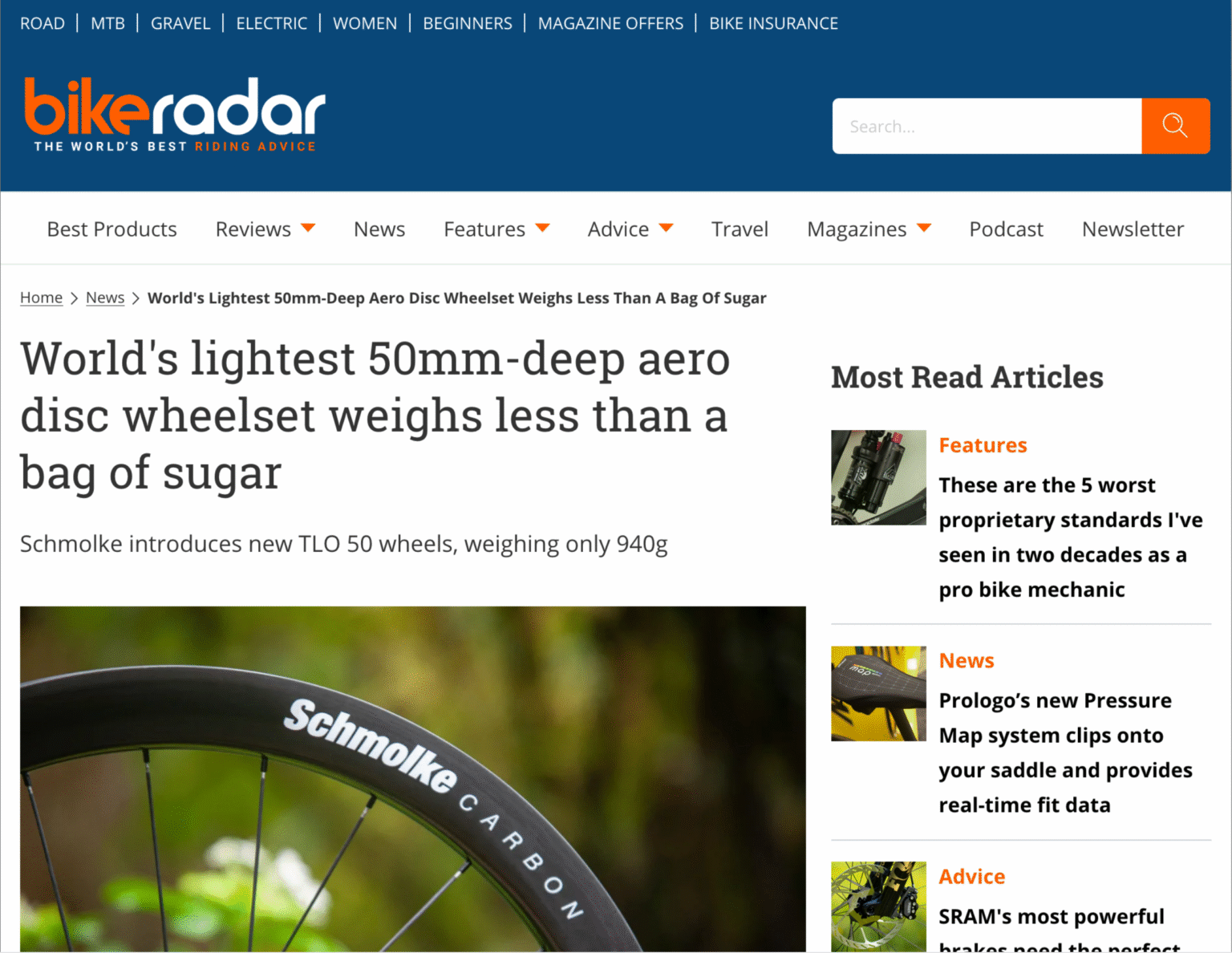 Bike Radar - Test TLO 50 wheelset
